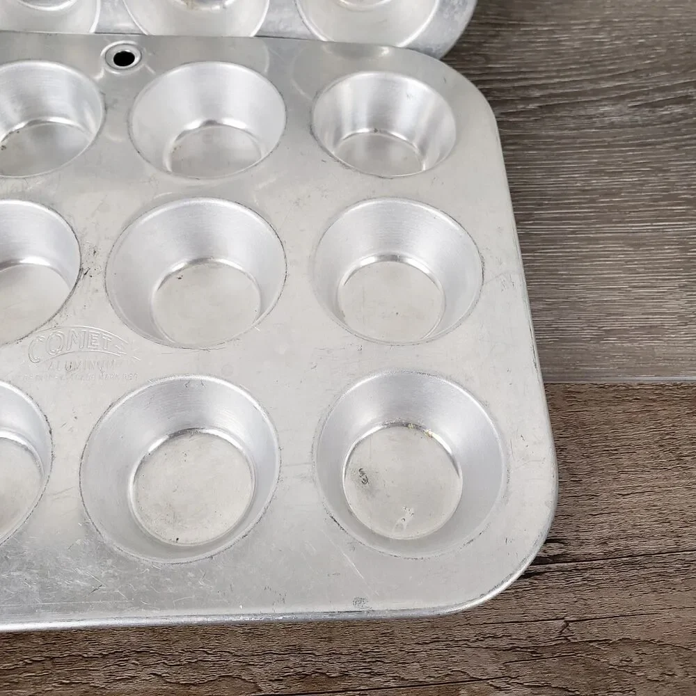 Comet 12 Cup Aluminum Mini Muffin Tin Pan Cupcake Tassies Tarts VTG Bake